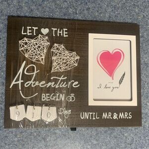 Wedding Countdown Frame with Gold Heart Decor